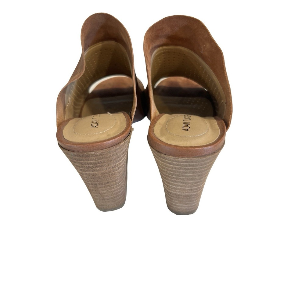 Adam Tucker Women's Perforated‎ Leather Tan Slip On Mule Shoes Heels Size 7.5M - Picture 5 of 7